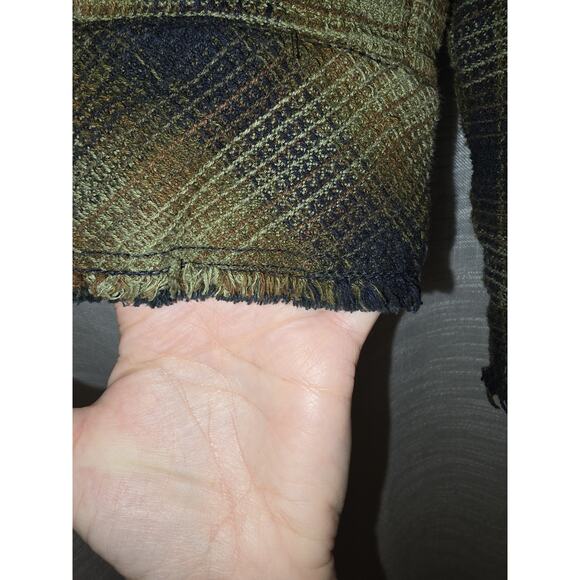 Free People We The Free Womens Distressed Plaid Overshirt Size L - Picture 4 of 7